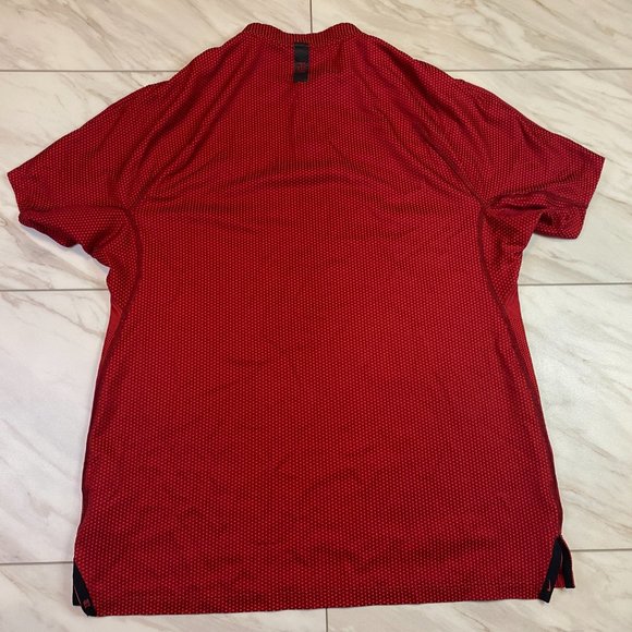 Nike Tiger Woods Collarless Blade Golf Polo Red Dri Fit Medium M - Picture 3 of 9